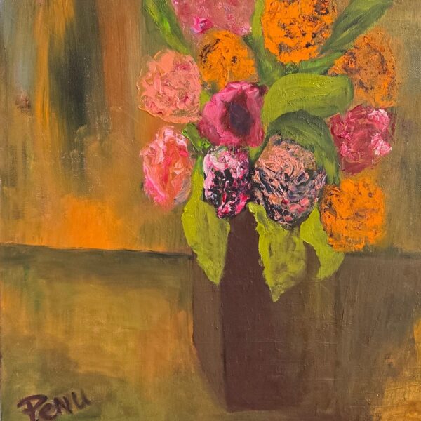 Bouquet sur fond orange